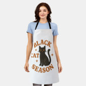 Zwarte kat seizoen schort (Gedragen)