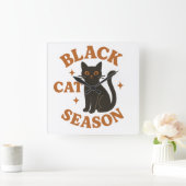 Zwarte kat seizoen vierkante klok (Huis)