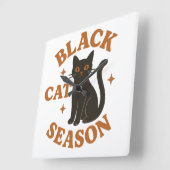 Zwarte kat seizoen vierkante klok (Hoek)