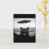 Zwarte Kat Selfie Ufo Alien Grappige Cadeaus Voor  Kaart (Gele Bloem)