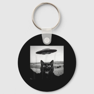 Zwarte Kat Selfie Ufo Alien Grappige Cadeaus Voor  Sleutelhanger