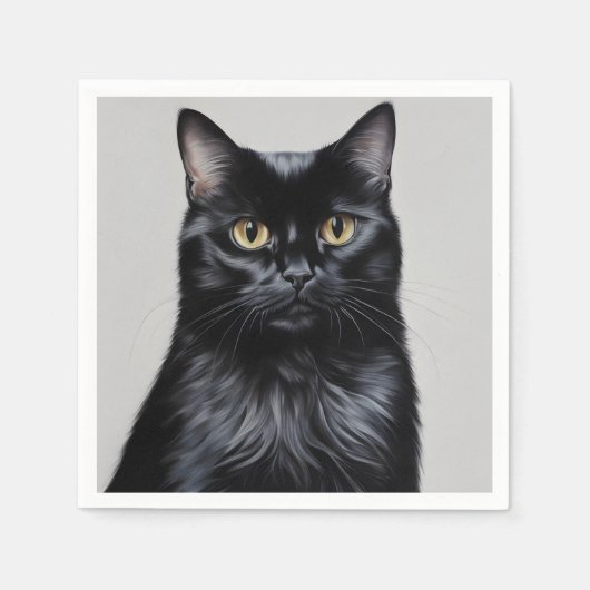 Zwarte kat servet (Voorkant)