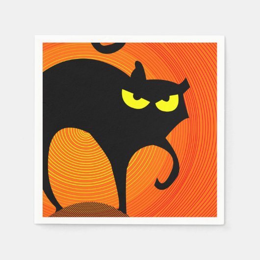 Zwarte kat servet (Voorkant)