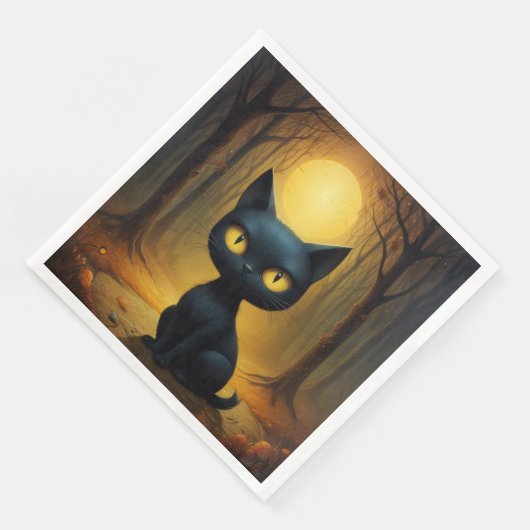 Zwarte kat servet (Hoek)