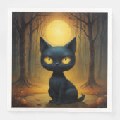 Zwarte kat servet (Voorkant)