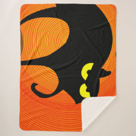 Zwarte kat sherpa deken