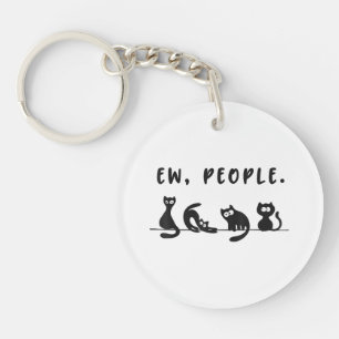 Zwarte kat shirt grappig vrouwen ew mensen meowy k sleutelhanger
