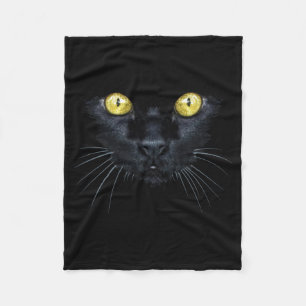 Zwarte Kat Shirt Halloween Griezelige Gele Ogen Ka Fleece Deken