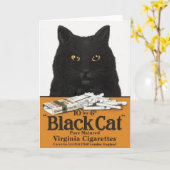 Zwarte Kat Sigaret Advertentie Kaart (Gele Bloem)