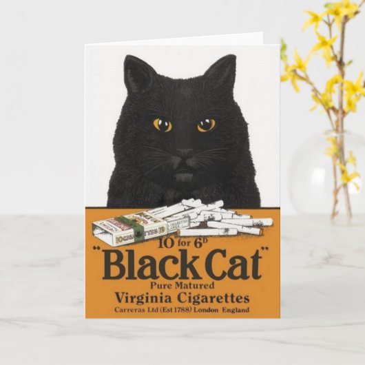  Zwarte Kat Sigaret Advertentie Kaart (Gele Bloem)