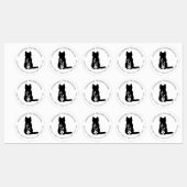 Zwarte Kat Silhouet Bloem Botanisch Minimalistisch Labels (Vel)