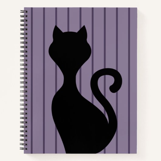 Zwarte kat silhouet cartoon notitieboek (Voorkant)