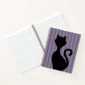 Zwarte kat silhouet cartoon notitieboek (Binnen)
