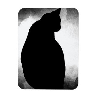 Zwarte kat silhouet foto magneet