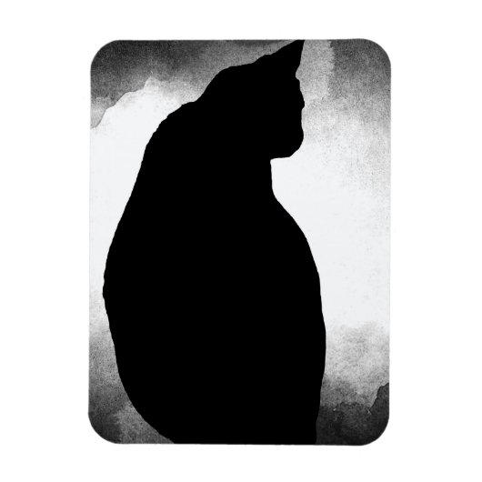 Zwarte kat silhouet foto magneet (Verticaal)