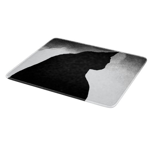 Zwarte kat silhouet glas snijplank (Hoek)