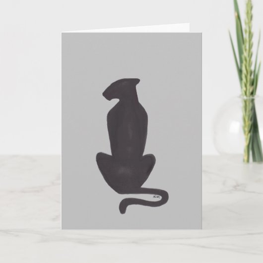 Zwarte Kat Silhouet grijze wenskaart Kaart (Voorkant)