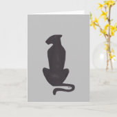Zwarte Kat Silhouet grijze wenskaart Kaart (Gele Bloem)