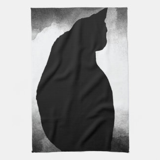 Zwarte kat silhouet keukenhanddoek
