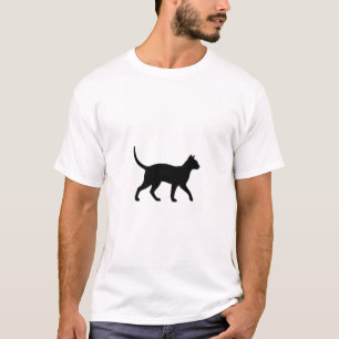 Zwarte kat silhouet lopend t-shirt