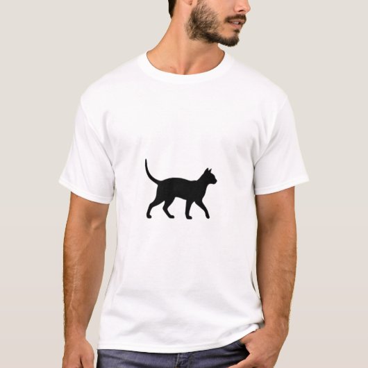 Zwarte kat silhouet lopend t-shirt (Voorkant)