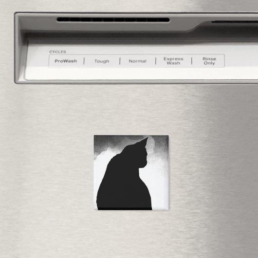 Zwarte kat silhouet magneet (Insitu (Vaatwasser))