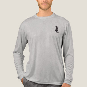 Zwarte Kat Silhouet mannen grijs shirt met lange m