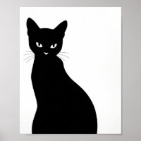 Zwarte Kat Silhouet Muur Kunst Poster