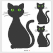 Zwarte kat silhouet ogen sticker (Vel)