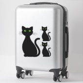 Zwarte kat silhouet ogen sticker (Koffer)