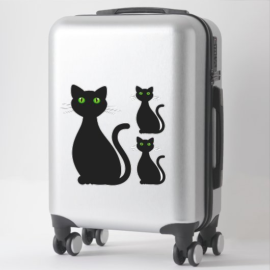 Zwarte kat silhouet ogen sticker (Koffer)