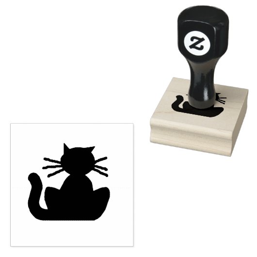 Zwarte kat silhouet rubberen stempel (Gestempeld)