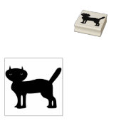 zwarte kat - silhouet rubberstempel (Gestempeld)