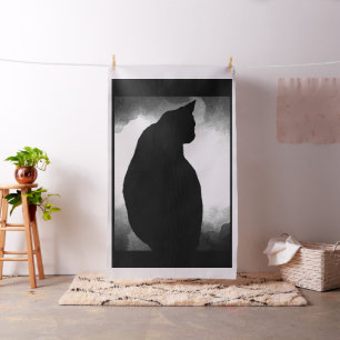 Zwarte kat silhouet stof