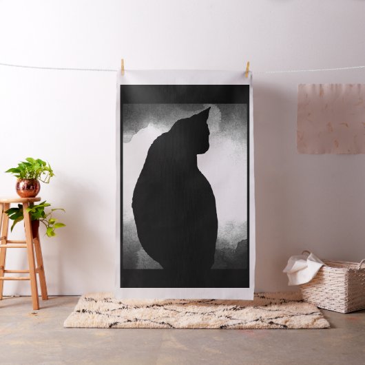 Zwarte kat silhouet stof (Voorbeeld)