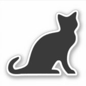 Zwarte kat silhouet vinyl sticker (Voorkant)
