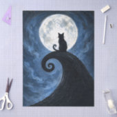 Zwarte Kat Silhouet Vollemaan Decoupage Tissuepapier (Craft)