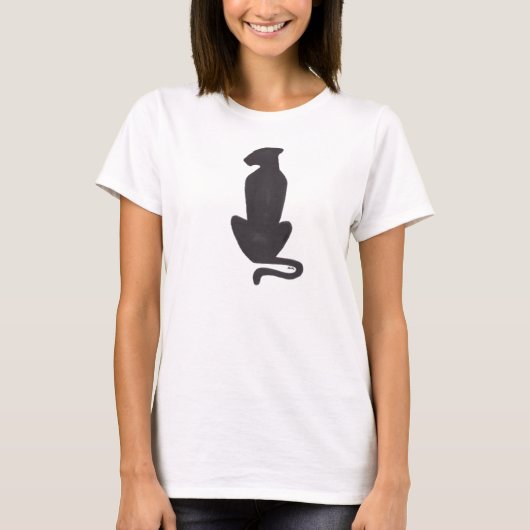 Zwarte Kat Silhouet vrouwen witte T-shirt (Voorkant)