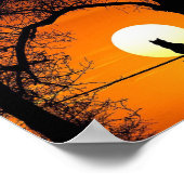 Zwarte Kat Silhouet Zonsondergang Poster (Hoek)