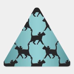 Zwarte kat silhouetpatroon op turquoise sticker