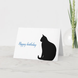 Zwarte kat Silhouette Birthday Kaart