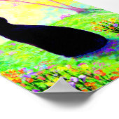 Zwarte kat Silhouette Bloemen Creationarts Poster (Hoek)