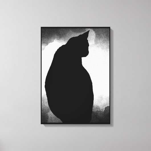 Zwarte kat Silhouette Canvas 15x21 aanpassen Afdruk (Voorkant)