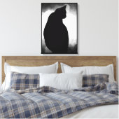 Zwarte kat Silhouette Canvas 15x21 aanpassen Afdruk (Insitu (Slaapkamer))