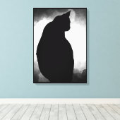 Zwarte kat Silhouette Canvas 15x21 aanpassen Afdruk (Insitu (Houten vloer))