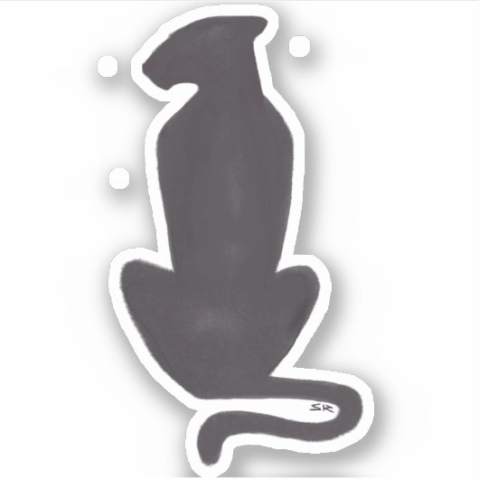 Zwarte kat Silhouette-contoursticker Sticker (Voorkant)