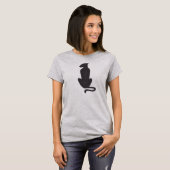 Zwarte Kat Silhouette dames grijs T-shirt (Voorkant volledig)