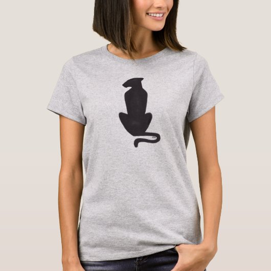 Zwarte Kat Silhouette dames grijs T-shirt (Voorkant)