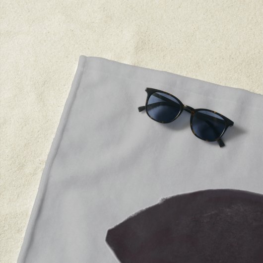 Zwarte Kat Silhouette grijze badhanddoek (In situ)