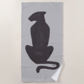 Zwarte Kat Silhouette grijze badhanddoek (Voorkant)